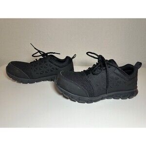 REEBOK‎ Work Sublite Cushion Composite Toe Work Black Shoes MEN 5.5 WOMEN 7.5